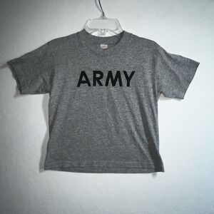 VTG US Army T-Shirt Gray Childrens M 10-12 Check Measurements USA Flawed